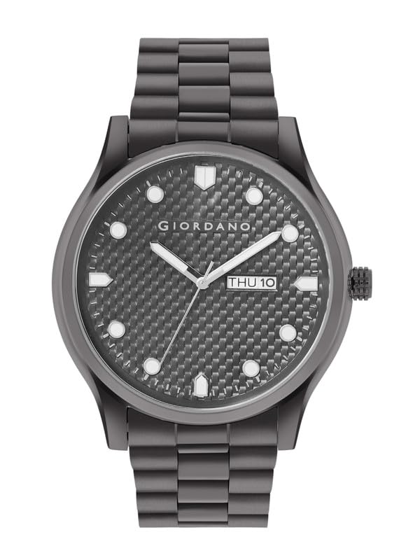 Image of Giordano Analog Watch for Men with Two-Tone Stainless Steel Strap & Textured Dial, Day-Date Display, Elegant Casual Style