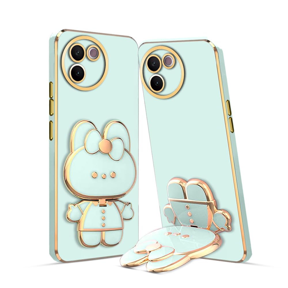 KARWAN®️ 3D Cat Back Case and Cover with Stand Compatible for Vivo T3X | Stand and Mirror | Camera Protection | Electroplated | Folding Stand - Mint (B0D7M76PKC) Amazon Price History, Amazon Price Tracker