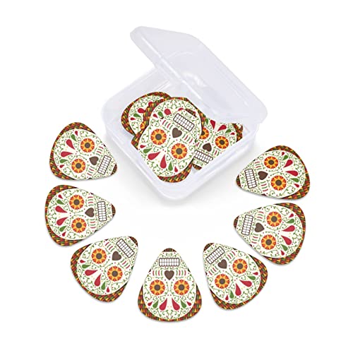 Lot de 12 médiators de guitare avec motif tête de mort mexicain, motif floral pour guitare électrique, basse, acoustique, cadeau pour les amateurs de guitare avec boîte - Les Beatles, Paul McCartney, John Lennon, RIngo Starr, George Harrison Lot de 12 médiators de guitare avec motif tête de mort mexicain, motif floral pour guitare électrique, basse, acoustique, cadeau pour les amateurs de guitare avec boîte – Image 4