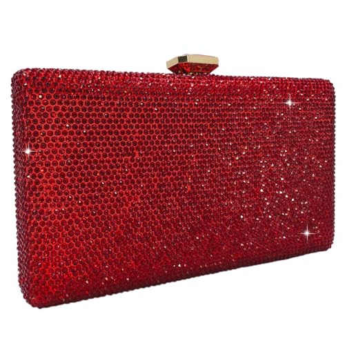 Image of Boutique De FGG Crystal Evening Bags for Women Formal Party Box Clutch Wedding Rhinestone Handbags Bridal Clutch Purse,Mini