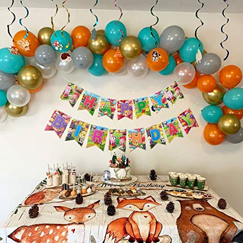 HONGFENG Animal Crossing Birthday Party Supplies,Animal Crossing Theme Happy Birthday Banner（ Pre-assembled ） - Thumbnail 5