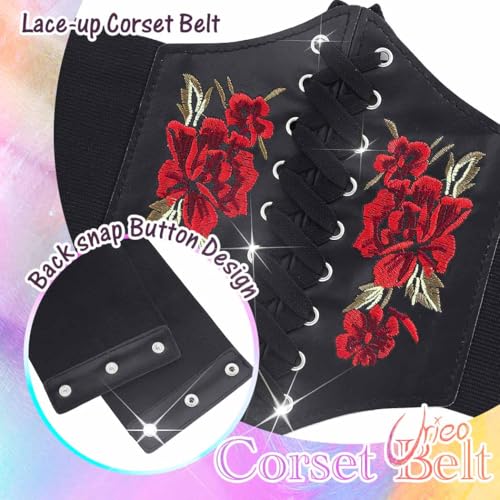 Urieo Flower Leather Corset Belt for Women3