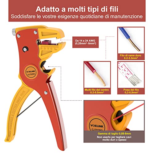 VCELINK Pinza Spelafili Automatica 2 in 1 con Lama...