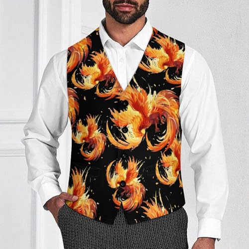 Rising Phoenixess Fire Fenix Men's Suit Vests Business Formal Dress V-Neck Waistcoat Tops with 2 Pockets2