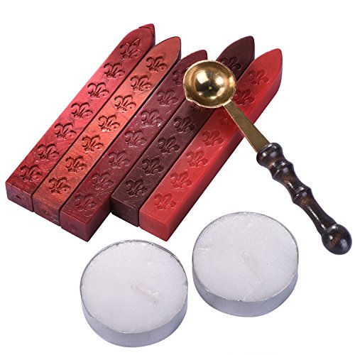 eBoot Retro Sealing Wax Sticks without Wicks and Candles and Wax Melting Spoon for Antique Vintage Wax Seal Stamp, 8 Pieces