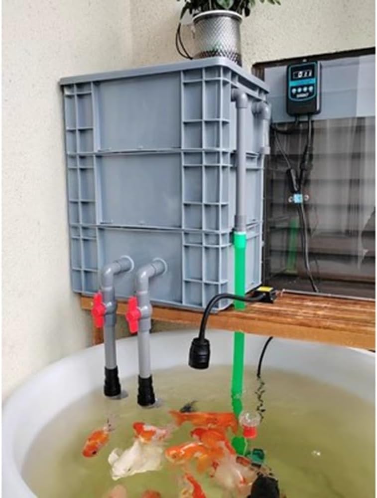 Caja de filtro de acuario, caja de rotación, filtro de filtro de goteo, sistema externo de circulación de agua para estanques de peces, kit de filtro grande para estanques, sin bomba ni medios de