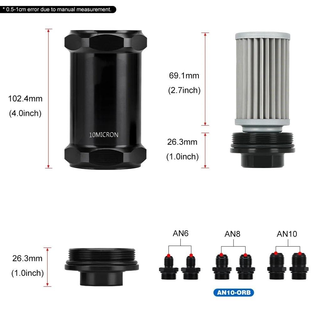 Filtro Diesel Gruppo filtro carburante nero serie AN per impieghi gravosi per flusso ad alto volume Elemento lavabile da 10 micron 100 Filtro Diesel per Auto(100 MICRON)