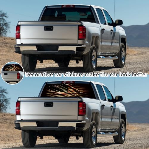 Image of Rear Window Decals for Trucks - 65x17.3 in Back Window American Flag Decals Fit Most Pickup Trucks SUV, Vinyl Back Window Decal Truck Rear Window Graphics for Personalized