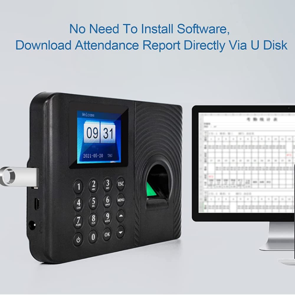 Display LCD da 2,4 pollici biometrico impronte digitali password presenze sistema di controllo registratore tempo dipendenti piccola impresa USB Download dati tempo orologio registratore