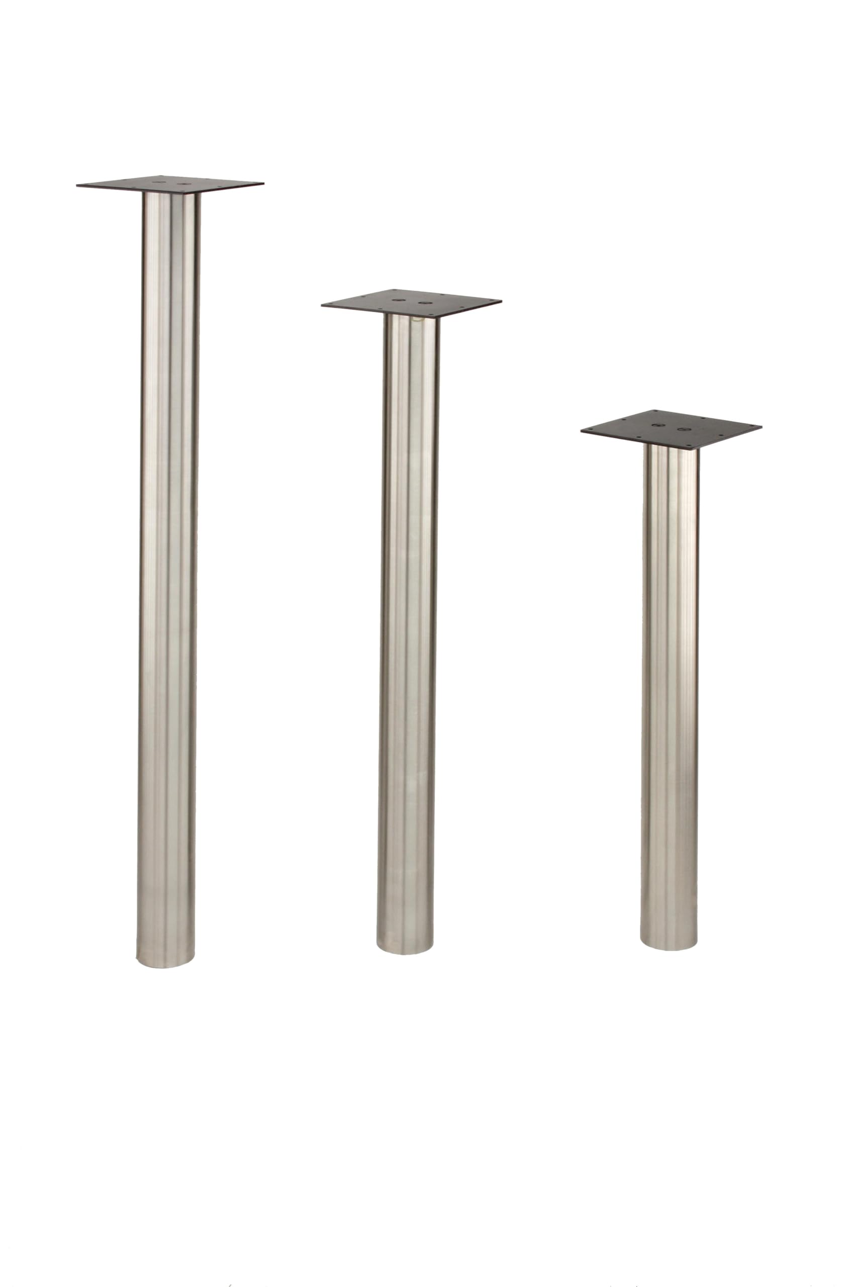 Stainless Table Leg, 3" Round. Dining Tables, Counter Support, Office / Computer Tables, Work Benches, Kitchen Islands, DIY. Adjustable Foot. Dining,