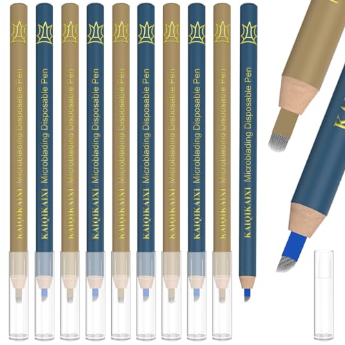 Microblading Eyebrow Pen (Pack Of 10) -Disposable Pen for Brows – Sterilized Blade Manual Eyebrow Pens Sterilized Blade Tools for Eyebrow (5F18+U18 Sharp)
