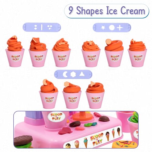 Image of Chanak Play Dough Ice Cream Maker Set, Safe Non-Toxic Dough Ice Cream Maker Including 6 Color Dough Tubes Each 50g + 1(100gm) for Boys Girls, Above 3+ Age (Pink)