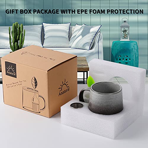 Anatural Tea Mug With Infuser And Lid, 16.5 Oz Tea Infuser Cup, Tea Strainer Cup With Large Handle For Loose Tea, Ceramic Tea Steeping Mug, Microwave And Dishwasher Safe Coffee Mug (Black And White) #TOP6