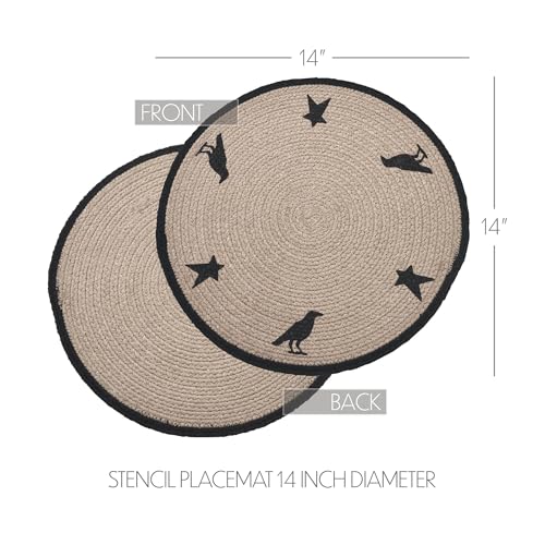 VHC-Brands-Braided-Cotton-Raven-Harvest-Stencil-Placemat-14-inch-Diameter-Decorative-Fall-Placemat-Table-Decor-for-Fall-and-Thanksgiving VHC Brands Braided Cotton Raven Harvest Stencil Placemat 14 inch Diameter Decorative Fall Placemat Table Decor for Fall and Thanksgiving