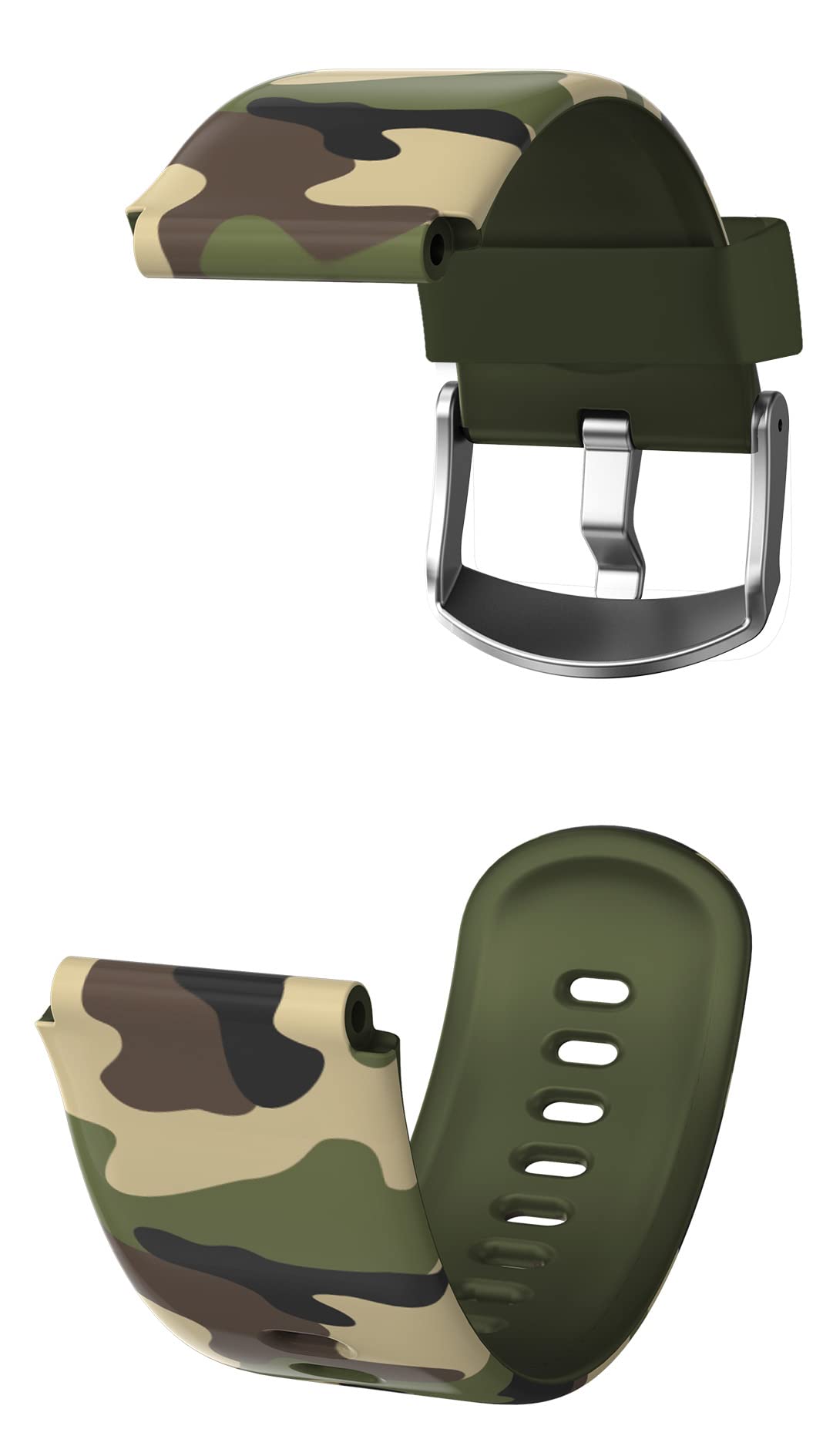 Soft, Silicone Sport Watch Band Compatible with Timex iConnect Active+ - Camo, Camo, X-Large