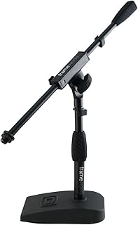 Gator Frameworks Short Weighted Base Microphone Stand with Soft Grip Twist Clutch, Boom arm, and both 3/8" and 5/8" Mounts; Base Dimensions - 4.5" X 8" (GFW-MIC-0821)