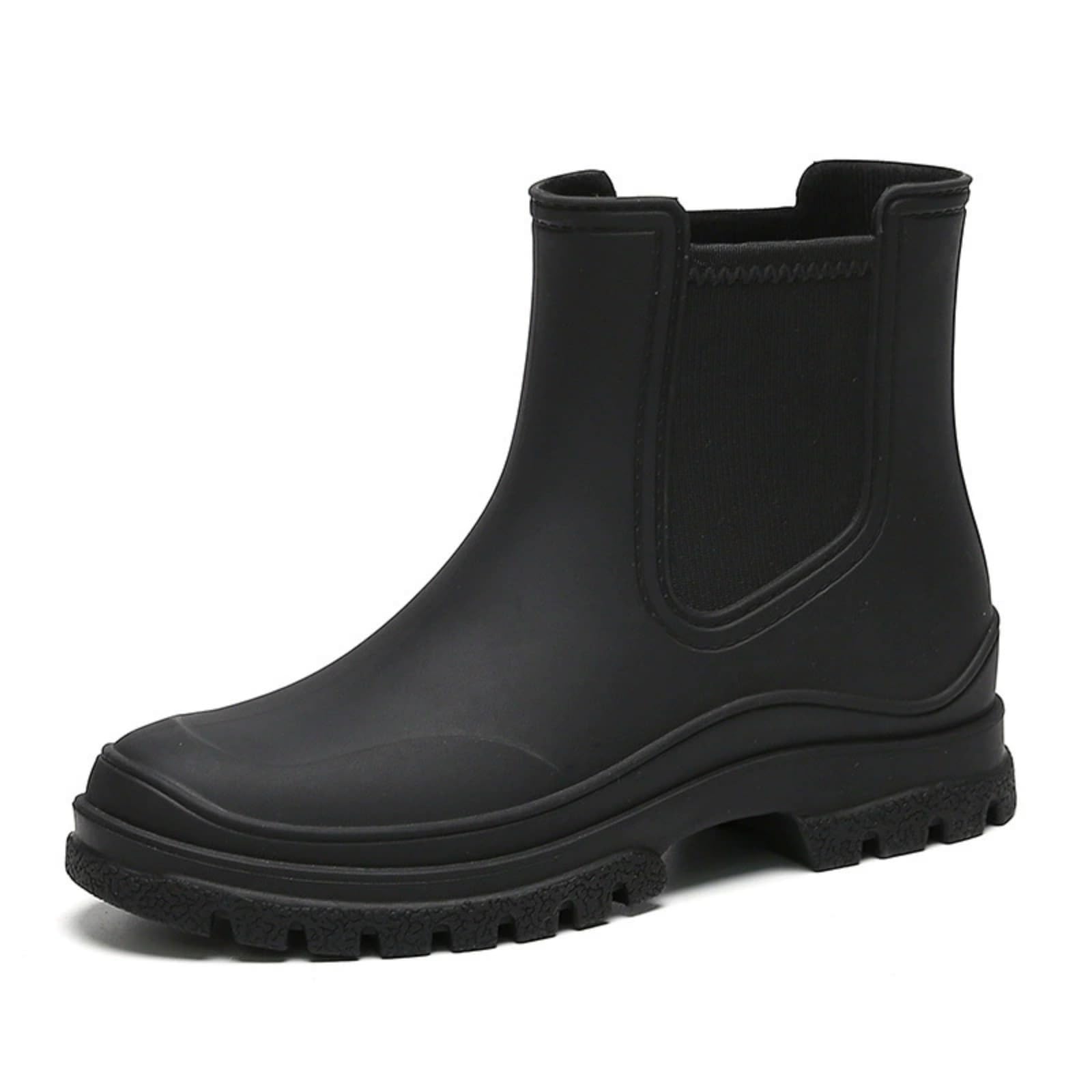 Womens Rain Boots Mid Cut Rubber Rain Boots for Women - Waterproof Flat Heeled Ankle Boots for Ladies