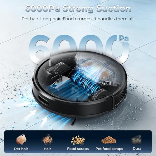 Image of Kilgone Robot Vacuum and Mop Combo with Self Emptying Station, 6000Pa Suction Anti Tangle Brush LiDAR Navigation Multi Floor Mapping, 90 Day Hands Free Smart Laser Robotic Cleaner for Pet Hair Carpet