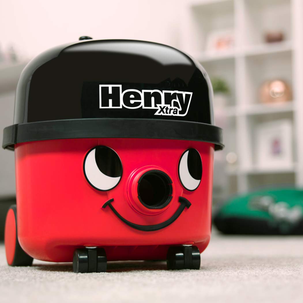 Numatic Henry Xtra HVX160-11 Bodenstaubsauger mit Sonderzubehör | 620 W leiser Motor, 6 L Beutelvolumen, Turbo-Spezialdüse für Teppich & Polster + Parkettdüse, 10 m Kabel | Classic Rot