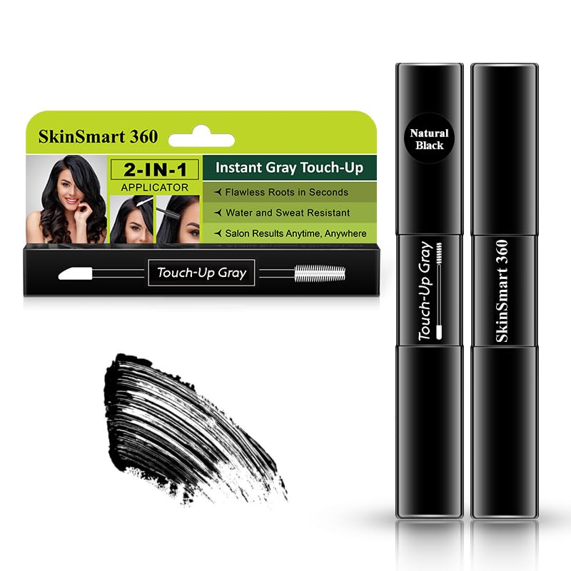Instant Root Touch-Up for Men & Women, Water & Sweat-Resistant, 100% Gray Coverage, 2-in-1 Mascara Brush & Pen, Salon-Quality Results in Minutes, Travel-Friendly, 7 mL, Pack of 1 (Natural Black)