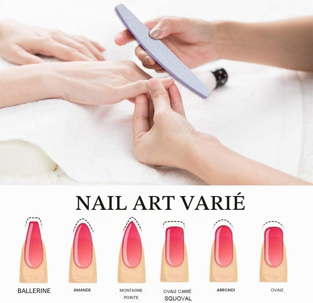 Lot de 10 Limes à Ongles,lime a ongles 100/180 double face lavable,Limes a ongles professionnelle,être Réutilisé Plusieurs Fois,pour Manucure Cosmétique,Animaux Domestiques,Maison(Gris)