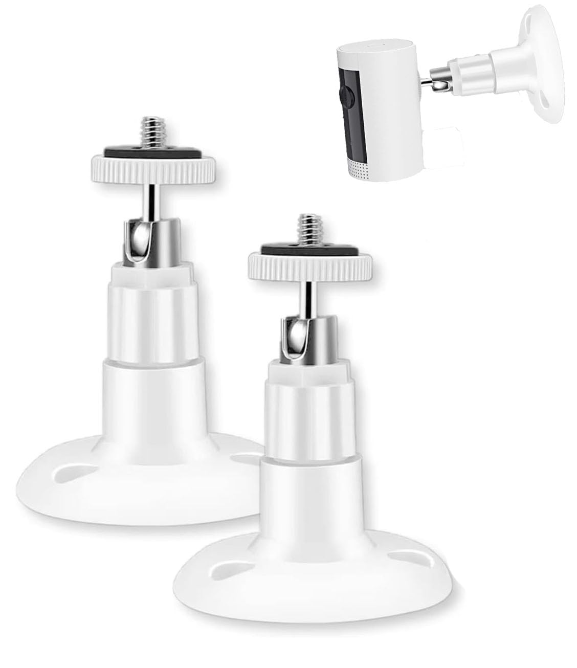 2 Pack Camera Wall Mount, 360° Adjustable Mount Bracket, Compatible with Ring Stick Up Cam Battery/Plug-in/Pro Battery/Indoor Cam (1st Gen), for Indoor Outdoor Surveillance (White)