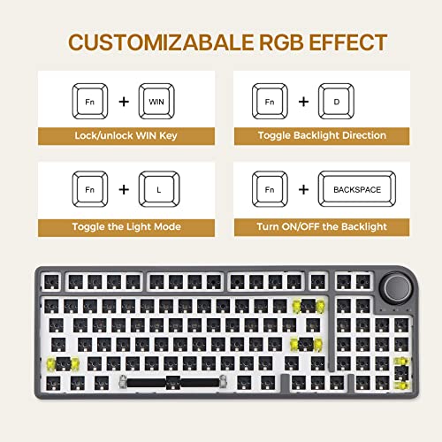 Epomaker Th96 Pro 96% Hot Swap Rgb 5.0/2.4Ghz/Type-C Gasket Mounted Mechanical Gaming Keyboard Kit With South-Facing Rgb Leds, Knob Control, Compatible With 3/5Pin Switches (Grey) #TOP5