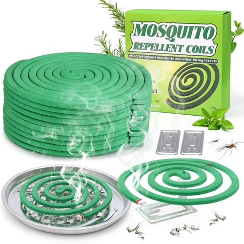 20 Pack Natural Mosquito Repellent Coils, Plant-Based Cintronella Long-Lasting Protection, DEET-Free...