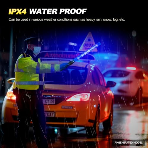 Image of E-riding 10 Pack Traffic Wand, 21 Inch Traffic Control Wand with 3 Flashing Modes & Side Clip, LED Safety Baton for Traffic Control, Parking, Aircraft, Car Directing (Blue)