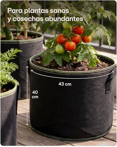 Miniatura 2 de Bolsa De Cultivo Para Plantas 60l - 3 Bolsas Grandes De Tela No Tejida Con Asas Y Etiquetas - Maceta Geotextil Para Patatas Y Vegetales