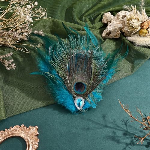 2 Piezas Pinza para Cabello con Plumas de Pavo Real miniatura 4