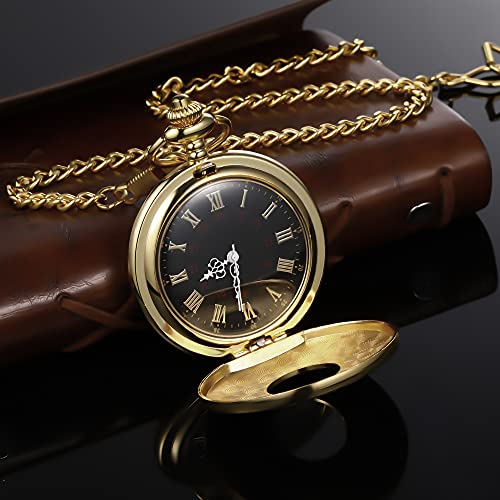 Hicarer Vintage zakhorloge staal herenhorloge met ketting - Afbeelding 6