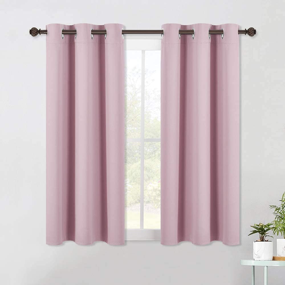 NICETOWN Blackout Curtains &amp; Drapes for Bedroom, Baby Pink, W34 x L40, Set of 2, Triple Weave Grommet Top Thermal Insulated Light Blocking Panels for Bathroom/Living Room