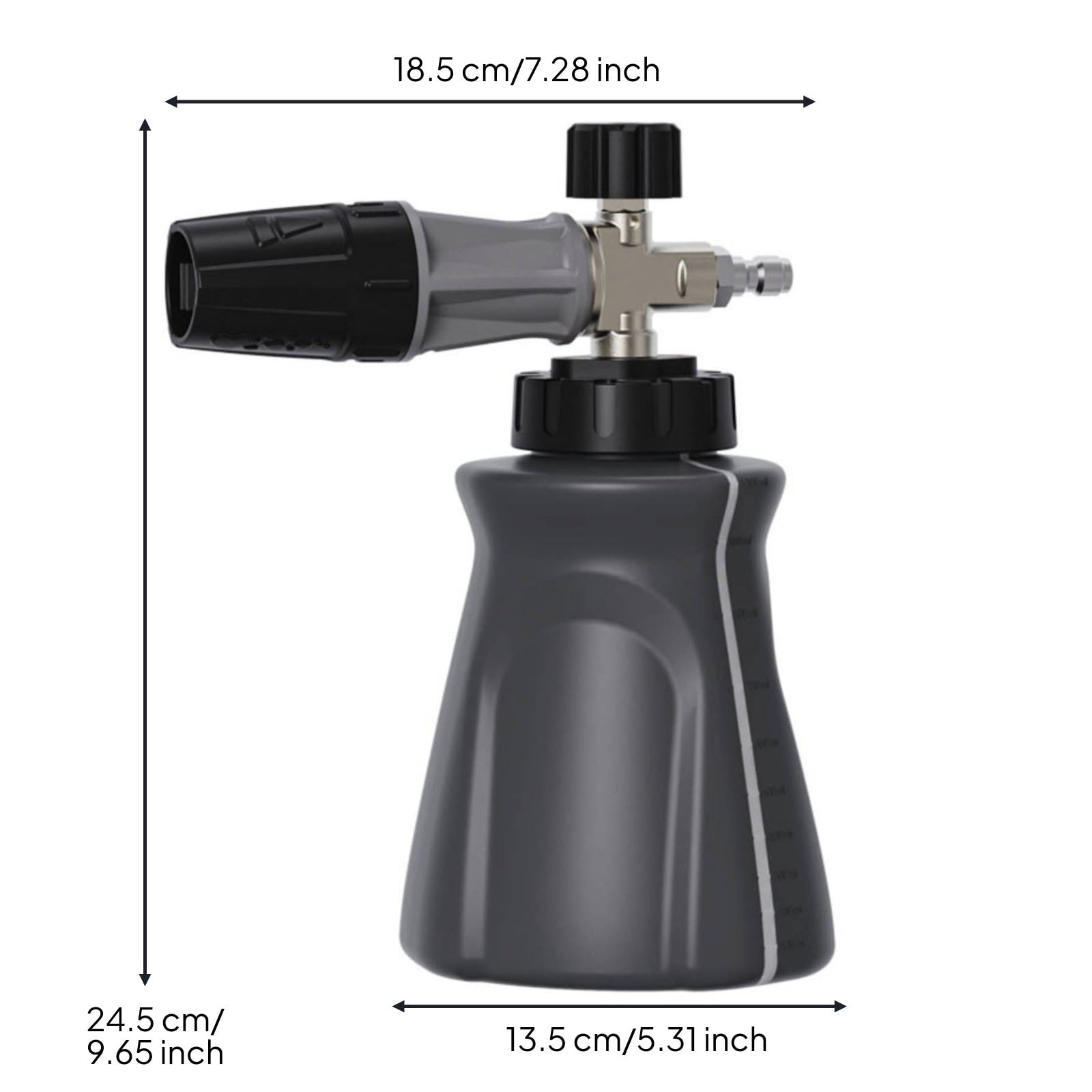 Milageto Lancia Schiuma Idropulitrice Dispenser Schiuma Bottiglia Detergente Attacco Rapido 1/4 Nucleo in Ottone Erogazione, Modello Nuovo Con Vaso Nero In Rame Puro