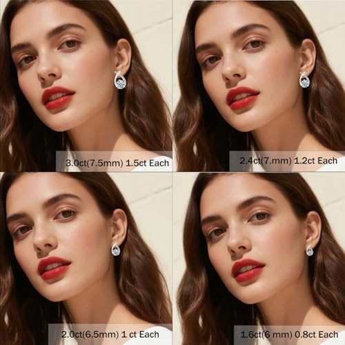 Moissanite Stud Earrings D Color VVS1 Moissanite Earrings 925 Sterling Silver 18K Gold Plated Friction Flat Bottom Mermaid Tail Earrings for Women - Image 6