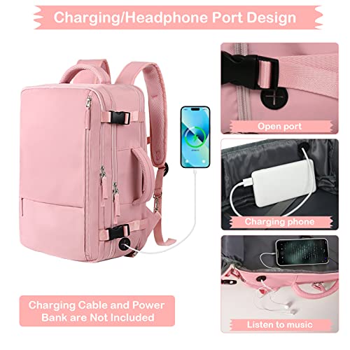 Image of PALAY Laptop Backpack 20L-35L Flight-approved Luggage Shoulder Backpack Dual Handle Design Anti-scratch Travel Backpack Stylish Backpack Women Business Backpack, Pink