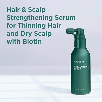 AYUNCHE Rebalancing Hair Serum 2.7 fl. oz. (80ml) [For All Hair Types] | Hair Root Protection & Strengthening | Scalp cooling effect | Biotin and probiotics | Korean Salon Brand