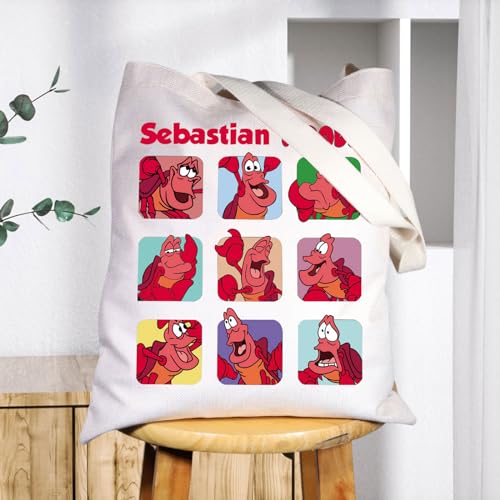 Bolso tipo tote Sebastian Crab para fans de Sebastian, bolso de hombro con diseños de estados de ánimo de Sebastian, merchandising oficial de Sebastian miniatura 5