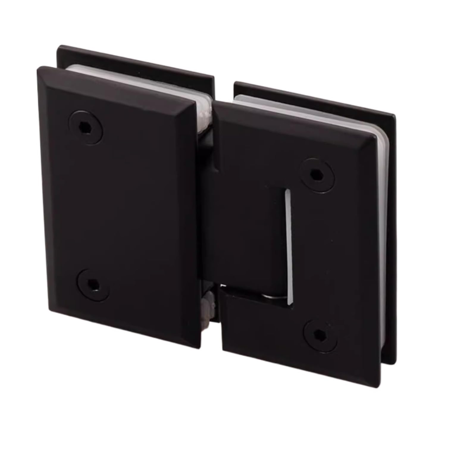 Solid 304 Stainless Steel Antique Black Casting Glass Door Hinge, Bathroom Corner Sloping Edge 180 Degree(DG1111)(Matt Black)