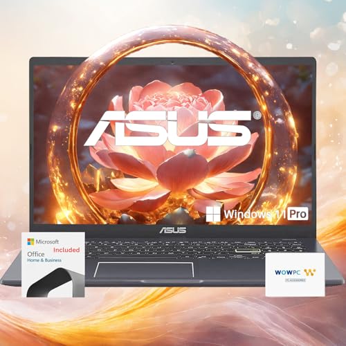 Image of ASUS Portable Go Laptop • 2024 Flagship • 4GB RAM • 1.5TB Storage • Intel Processor • 15.6 inch FHD Display • 1 Year Microsoft 365 Included • Webcam • Long Battery Life • Windows 11 Pro • w /WOWPC Bundle
