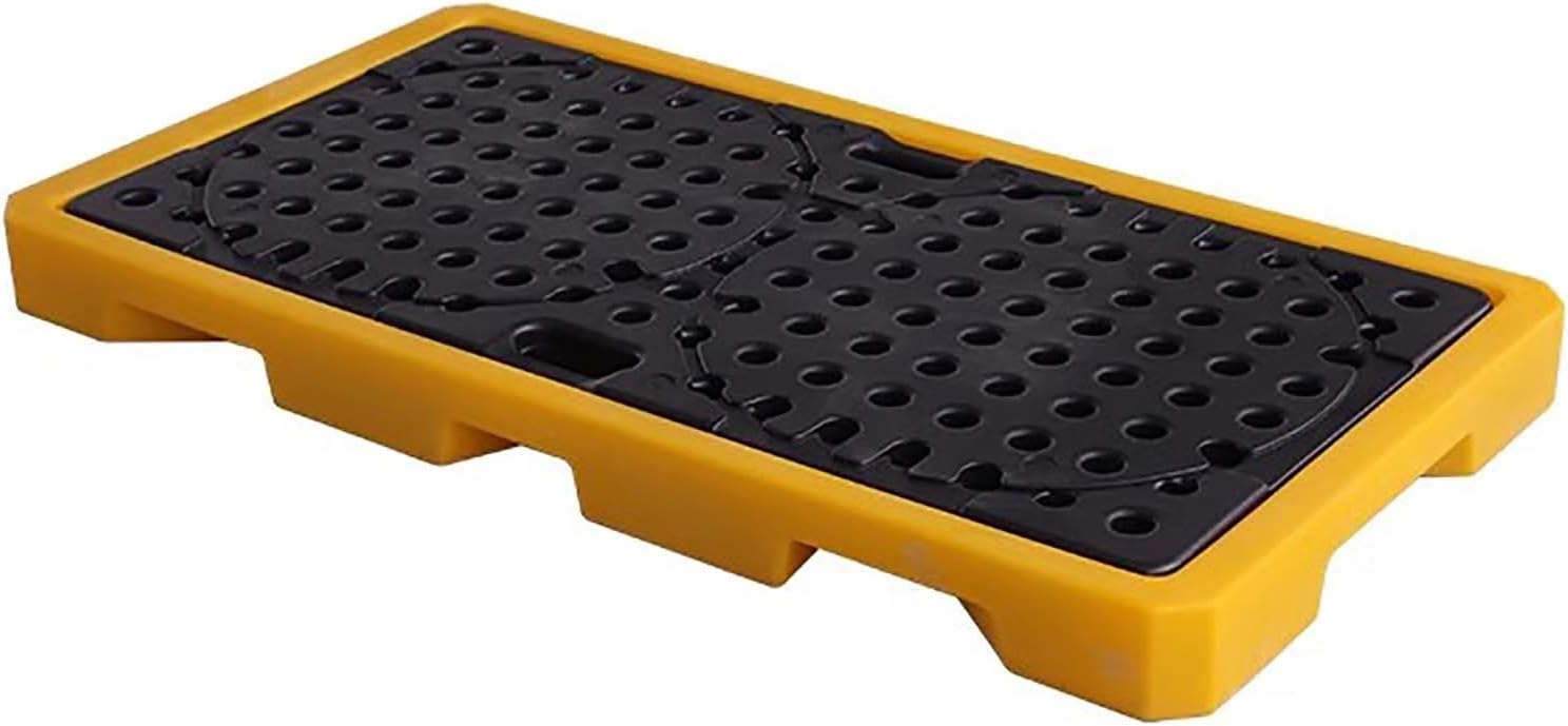 Prevent Slip Large Containment Tray Leakproof Detachable Plastic Spill Containment Pallet,Spill Containment Platform with Drain for Industrial Uses,130X68X10Cm