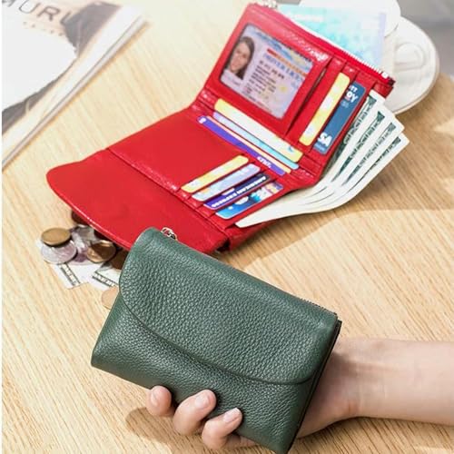 Presencte Wallet, Joyfullygo Wallet, Unisex Pebble Leather Wallet, 5.3in Short Genuine Leather Coin Card Holder, Soft Leather Wallets for Women, Small Compact Bifold Pocket Purs (U)2