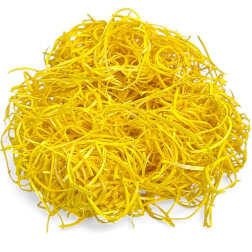 MIJOMA Erba decorativa per il fai da te: fibre di legno per fai da te, erba pasquale per nido e regali, 30 g, colori assortiti (giallo chiaro)