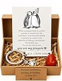 Valentine's Day Penguin Gift Box Set for Her or Him - Romantic Keepsake for Girlfriend Boyfriend Wife Husband Fiance Couples, Anniversary Engagement Birthday Stuffers - I Love You Gifts for Women Men