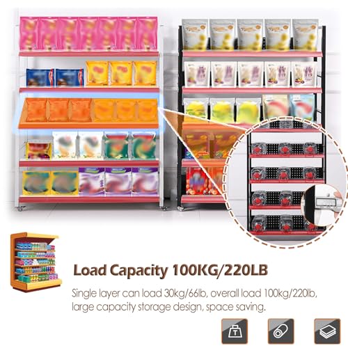 Espositore multistrato con ruote, design push-pull, grande capacità per snack, bevande e medicine, ideale per farmacie