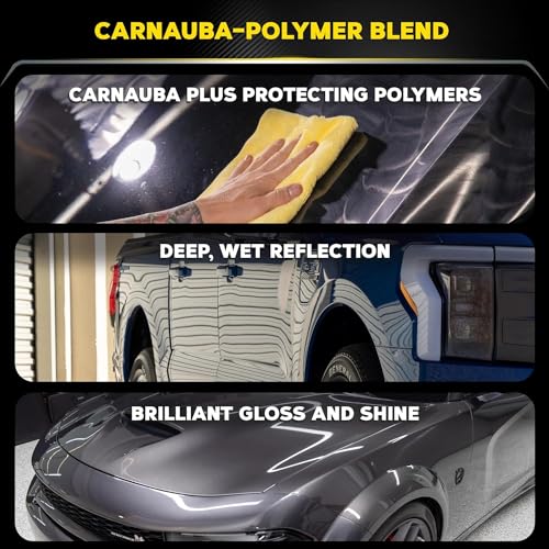 Image of Meguiars Gold Class Carnuba car Paste Wax (325 ml), Luxurious carnuba Polymer Blend, Long Lasting Paint Protection Brillint Shine and deep Reflections Free applicator pad