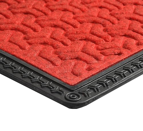 Image of Premium Waterproof Doormat for Home Entrance, All-Season, Heavy-Duty, Natural Rubber, Fade-Resistant & Easy to Clean (60X40 cm Red)