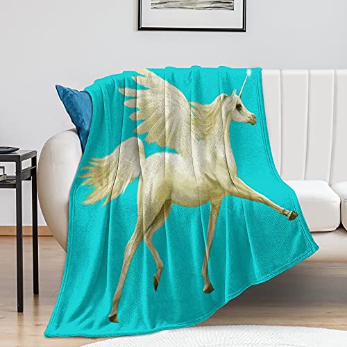 30"X40" Createtion Anti-Pilling Flannel Soft Blanket Custommake Cute Horse Art Fantasy Wings Throws For Bed Sofa Camping Cold Movie Theater Little Lagrge Size #TOP6