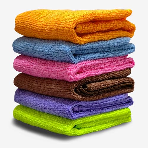 NiKiByshマイクロファイバー クリーニングクロス ぞうきん 30×30cm キッチンタオル ふきん 雑巾 掃除 洗車 台拭き 多機能 吸水 速乾 マルチカラー 6枚入り