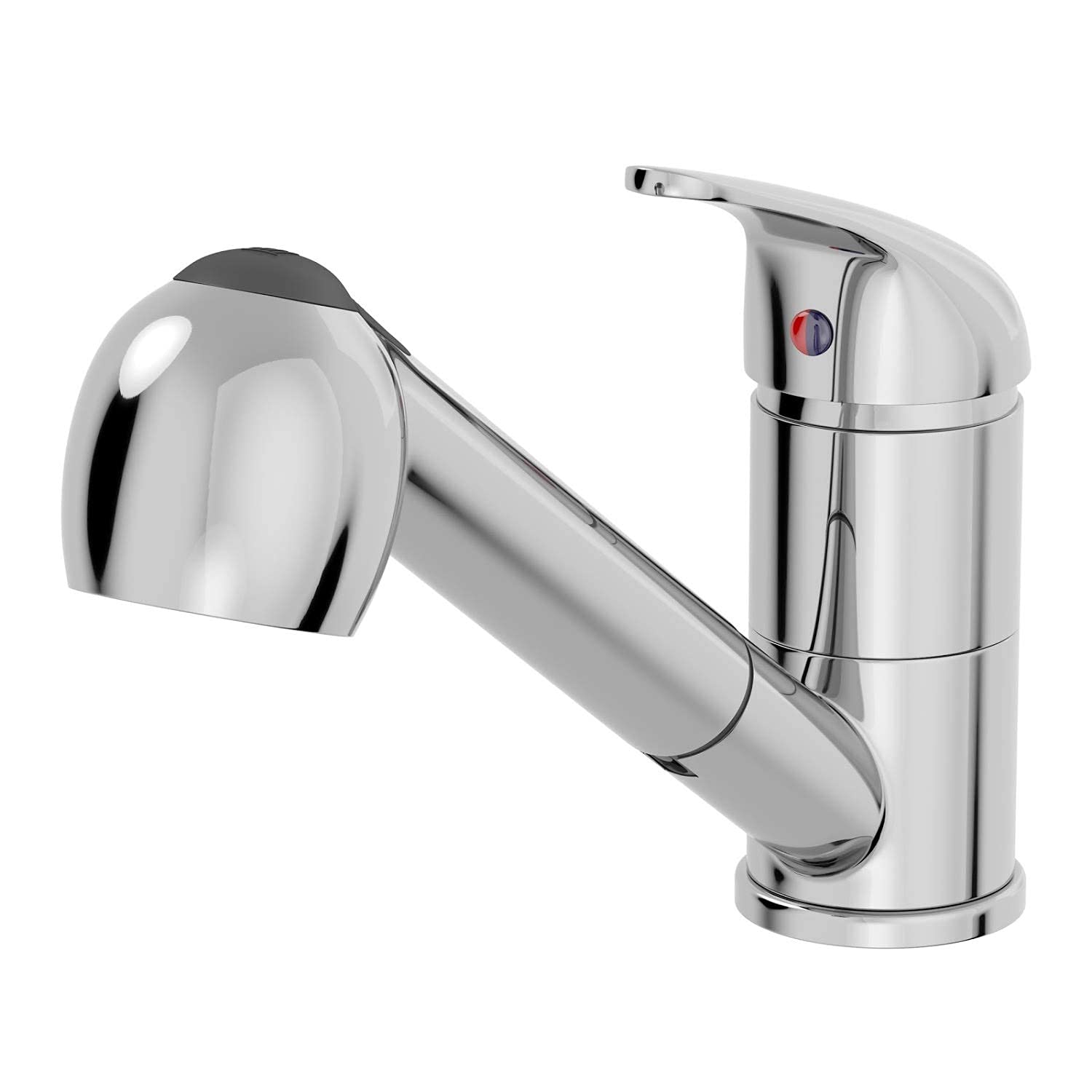 Modern Mono Kitchen Mixer Tap Pull Out Handheld Spray Round Single Lever Chrome 5056093675538